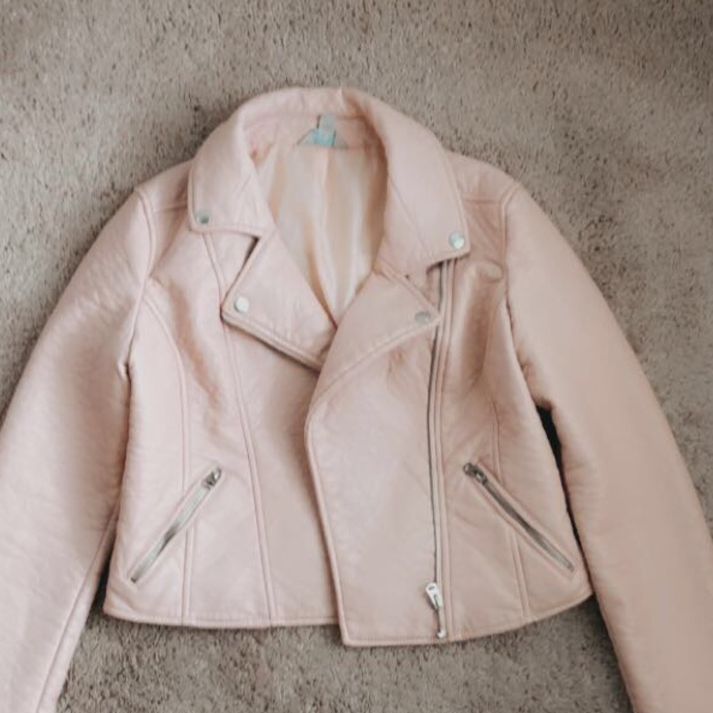 -Belle Sky Faux Leather Moto Jacket